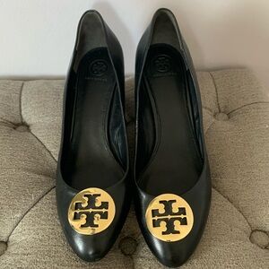 Tory Burch black leather wedge